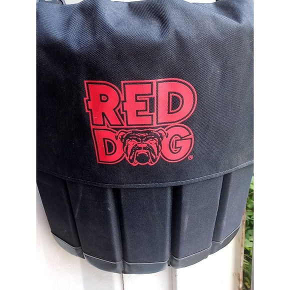 Red Dog Beer Black Folding Bleacher Cushion Stadium Seat with Shoulder Strap USA - Picture 2 of 11